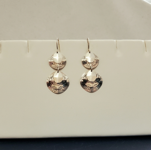 Silpada Sterling Dangle Textured Discs Earrings - Picture 12 of 15